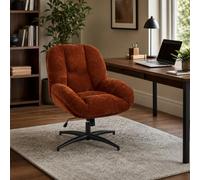Meuble Cosy Chaise de Bureau Ergonomique, Siège Pivotant, Fonction d'inclinaison, Hauteur Ajustable, en Tissu Chenille, sans roulettes, Capacité 120 kg, Rouge