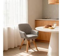 Meuble Cosy Chaise Salle à Manger Pivotante 360° Scandinave avec Dossier, Assise Confortable, Design Moderne, Chaise de Cuisine, Gris