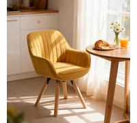 Meuble Cosy Chaise Salle à Manger Pivotante 360° Scandinave avec Dossier, Assise Confortable, Design Moderne, Chaise de Cuisine, Jaune