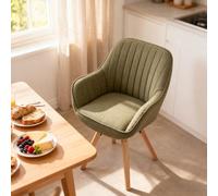 Meuble Cosy Chaise Salle à Manger Pivotante 360° Scandinave avec Dossier, Assise Confortable, Design Moderne, Chaise de Cuisine, Vert