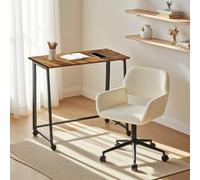 Meuble Cosy Ensemble de Bureau avec Chaise de Bureau Pliable et Chaise réglable en Hauteur pour Bureau, Bureau à Domicile, Beige et Marron