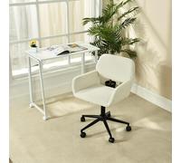 Meuble Cosy Ensemble de Bureau avec Chaise de Bureau Pliable et Chaise réglable en Hauteur pour Bureau, Bureau à Domicile, Beige et Blanc