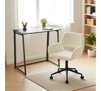 Meuble Cosy Ensemble de Bureau avec Chaise de Bureau Pliable et Chaise réglable en Hauteur pour Bureau, Bureau à Domicile, Beige et Noir
