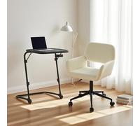 Meuble Cosy Ensemble de Bureau avec Chaise de Bureau Pliable et Chaise réglable en Hauteur pour Bureau, Bureau à Domicile, Beige + Noir