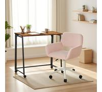 Meuble Cosy Ensemble de Bureau avec Chaise de Bureau Pliable et Chaise réglable en Hauteur pour Bureau, Bureau à Domicile, Rose et Marron