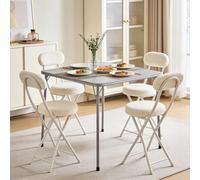 Meuble Cosy Ensemble de Salle à Manger avec 4 Chaises, Table Tabourets Pliante pour Enfant, Cuisine, Salle à Manger et Salon, Gain de Place, Gris+ Blanc