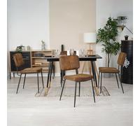 Meuble Cosy Ensemble Table à Manger Extensible avec 4 Chaises en Suédine, Style Industriel, Design Élégant et Confortable, Noir + Or + Marron