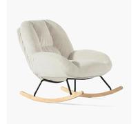 Meuble Cosy Fauteuil à Bascule Scandinave, Rocking Chair en Velours Côtelé, Chaise à Bascule Allaitement, Pieds en Bois d’Hévéa, pour Salon Chambre, Beige