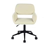 Meuble Cosy Fauteuil de Bureau Chaise de Coiffeuse Ergonomique Siège Pivotant Hauteur Réglable avec Accoudoir en Velours Côtelé Capacité 120 kg pour Enfant Adulte Beige