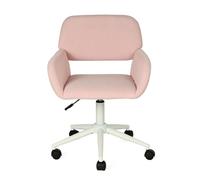 Meuble Cosy Fauteuil de Bureau Chaise de Coiffeuse Ergonomique Siège Pivotant Hauteur Réglable avec Accoudoir en Velours Côtelé Capacité 120 kg pour Enfant Adulte Rose