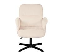Meuble Cosy Fauteuil de Bureau Chaise de Coiffeuse Ergonomique Siège Pivotant Hauteur Réglable avec Accoudoir en Velours Côtelé sans roulettes Jambes Croisées Capacité 120 kg Beige