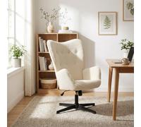 Meuble Cosy Fauteuil de Bureau Ergonomique Siège Pivotant avec Fonction d'inclinaison et Hauteur Ajustable, en Tissu Chenille, sans roulettes, Capacité 120 kg, Beige
