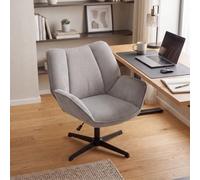 MEUBLE COSY Fauteuil de Bureau Ergonomique Siège Pivotant avec Hauteur Ajustable, en Velours Côtelé, sans roulettes, Capacité 120 kg, Taupe Clair