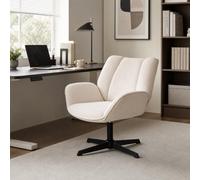 MEUBLE COSY Fauteuil de Bureau Ergonomique Siège Pivotant avec Hauteur Ajustable, en Velours Côtelé, sans roulettes, Capacité 120 kg, Beige