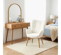 Meuble Cosy Fauteuil de Coiffure avec Accoudoirs Chaise de Maquillage Beauté Confortable, Pieds en Métal, Blanc