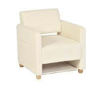 Meuble Cosy Fauteuil de Salon Canapé 1 Place Rembourré avec Assise Large, Chaise de Loisirs avec Accoudoirs, en Velours Côtelé, Pieds en Bois Massif, Beige