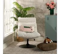 Meuble Cosy Fauteuil de Salon Chaise Pivotant sur 360° Fonction d'inclinaison Hauteur Réglable avec Assise Épais Dossier en Boulette Blanc