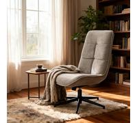 Meuble Cosy Fauteuil de Salon Confortable Pivotant, Chaise Relax Moderne avec Hauteur Réglable, Dossier Inclinable et Pliable, en Tissu Doux et Pieds Métal, Gris