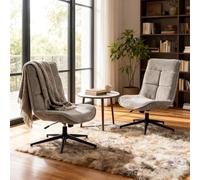 Meuble Cosy Fauteuil de Salon Pivotant Lot de 2, Chaise Relax Moderne avec Hauteur Réglable, Dossier Inclinable et Pliable, en Tissu Doux et Pieds Métal, Gris