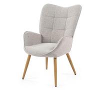 MEUBLE COSY Fauteuil de Salon Scandinave avec Accoudoirs et Assise Épais Pied Bois Massif Rembourré en Tissu Gris