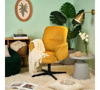 MEUBLE COSY Fauteuil de Salon Scandinave Siège Pivotant Hauteur Réglable avec Accoudoir en Velours Côtelé, Jaune