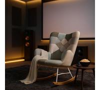 Meuble Cosy Fauteuil de Salon Surdimensionné Scandinave en Tissu Patchwork avec Dossier Haut et Accoudoirs