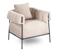 MEUBLE COSY Fauteuil Salon Chaise de Canapé de Loisirs pour Chambre avec Assise Épais Dossier Coussin Accoudoirs en Velours Côtelé Beige