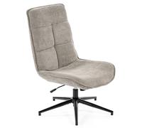 MEUBLE COSY Fauteuil Salon Chaise de Coiffeuse Fonction d'inclinaison Pivotant sur 360° pour Chambre Bureau Jambes Croisées avec Dossier sans roulettes en Tissu Chenille Gris