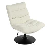 Meuble Cosy Fauteuil Salon Chaise de Coiffeuse Pivotant sur 360° Fonction d'inclinaison Hauteur Réglable pour Chambre Bureau avec Assise Épais Dossier en Boulette Blanc