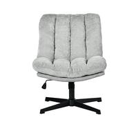 Meuble Cosy Fauteuil Salon Chaise Pivotant sur 360°, Réglable en Hauteur, sans roulettes Accoudoirs, Jambes Croisées avec Assise Épais Dossier, en Tissu Chenille, Gris