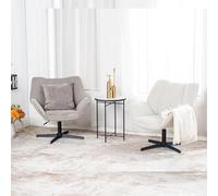Meuble Cosy Fauteuil Salon Lot de 2, Chaise Pivotant sur 360°, Hauteur Réglable, avec Accoudoirs en Velours Côtelé, Beige + Taupe