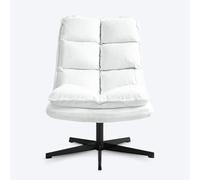 Meuble Cosy Fauteuil Salon Pivotant sur 360° Chaise de Canapé de Loisirs avec Dossier Pliante Assise Épais Revêtement en Tissu Scandinave Pieds en métal, Blanc, 65x79.5x85cm, 65x79,5x85cm