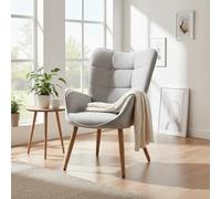 Meuble Cosy Fauteuil Scandinave Tissu Doux pour Lecture, Chaise de Salon avec Accoudoirs, Gris