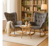 Meuble Cosy Fauteuils à Bascule, Lot de 2, Chaise de Relaxation, Rocking Chair Confortable pour Salon en Velours avec Pieds Bois et Métal