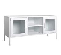 MEUBLE COSY Grand Espace Armoire métallique, Armoire de rangement en métal à 2 couches, 2 Portes Métal Meuble de Bureau Armoire, Buffet de rangement, Armoire avec étagère Blanc