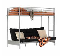 Meuble Cosy Lit superposé 90x190cm avec Banquette Convertible Canapé et Sommier à Lattes en métal, Style Industriel, pour Enfant Chambre à Coucher Maison, Gris