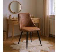 Meuble Cosy Lot de 2 Chaises de Coiffeuse Vintage en suédine avec Dossier et Pieds en métal, Chaise de Maquillage pour Chambre, Marron