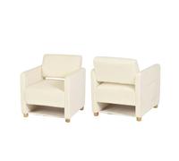 Meuble Cosy Lot de 2 Fauteuil de Salon Canapé 1 Place Rembourré avec Assise Large, Chaise de Loisirs avec Accoudoirs, en Velours Côtelé, Pieds en Bois Massif, Beige