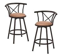 MEUBLE COSY Lot de 2 Tabourets de Bar Vintage pivotant sur 360° avec Dossier et Repose-Pieds Siège de 75,5 cm de Haut Style industriel Marron