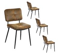 MEUBLE COSY Lot de 4 Chaises de Salle à Manger Rétro Vintage avec Dossier Assise Rembourrée en Suédine Pieds en métal pour Cuisine Salon Chambre Bureau, Blanco, 54x45x82cm