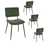 MEUBLE COSY Lot de 4 Chaises de Salle à Manger Rétro Vintage avec Dossier Assise Rembourrée en Tissu Pieds en métal pour Cuisine Salon Chambre Bureau, Negro, 54x45x82cm