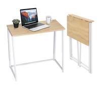 MEUBLE COSY Petits Espaces Table d'Ordinateur Pliante pour Bureau Domicile Poste de Travail Style scandinave Pieds en Métal 80x40x74cm Chêne