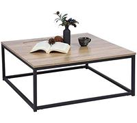 MEUBLE COSY Table Basse carrée de Salon, Style Industriel, Cadre en Acier, finition chêne et Noir, 80x80x34cm
