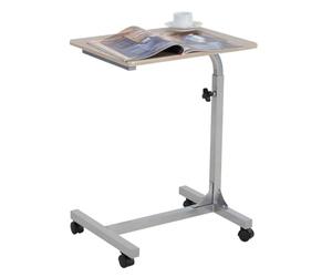 MEUBLE COSY Table de Lit pour Ordinateur Portable Hauteur Réglable Bout de canapé avec 4 roulettes Verrouillables Support PC pour Salon Bureau Chambre Bureau, Métal, Chêne, 48x37x79 cm