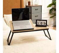 MEUBLE COSY Table de lit Tablette pour Prdinateur Portable Plateau Réglable Petit Bureau Nomade Support PC, Chêne + Noir