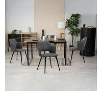 MEUBLE COSY Table Salle à Manger Extensible avec 4 Chaises Design Ensemble de 5 Meubles, Cadre en Acier, Noir + Gris