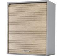 SIMMOB Meuble Cuisine Alu Rideau Chêne Noir ou Blanc 2 Etagères L 60 H 72 P 35 cm - Chêne Naturel