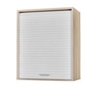 SIMMOB Meuble Cuisine Chêne Rideau Noir Blanc ou Alu 3 Niches L 60 H 72 P 35 cm - Blanc