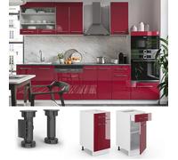 Vicco Meuble Cuisine Fame-Line, Rouge Bordeaux Haute Brillance, 40cm sans PT, à Combiner avec d'autres modules de la série Fame-Line