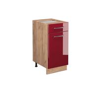Vicco Meuble Cuisine Fame-Line, Bordeaux Haute Brillance, 40cm | Façade en MDF · Sans plan de travail · Pieds réglables en hauteur · Poignées en métal · Fermeture douce